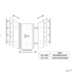 Douchecabine Wiesbaden 5 Hoek 90x90cm 8mm Nano Glas -Sealkin Badkamermeubilair Winkel 5 hoek douchecabine wiesbaden 1