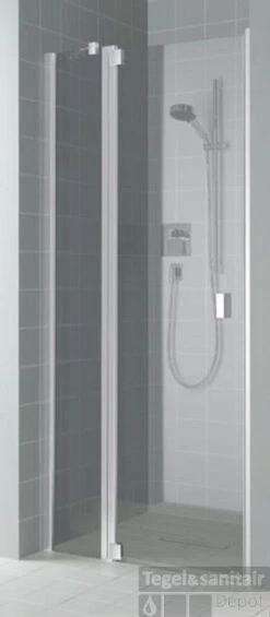 Kermi Raya Draaideur 100x200 Vast Segment Links Op Douchevloe Matzilver-helder Glas