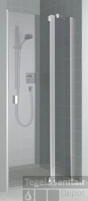 Kermi Raya Draaideur 90x200 Vast Segment Rechts Op Douchebak Zilver Glans-helder Glas