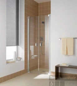 Kermi Raya Ptd Draaideur 2-dlg. 90 X 200 Cm. Op Douchebak Zilver Glans-helder Glas