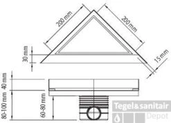 Easydrain Aqua Jewels Delta Douchegoot 3-hoek 20x20cm.zij-uitl.30-35-50 Rvs Geborsteld 7 Easydrain Aqua Jewels Delta Douchegoot 3-hoek 20x20cm.zij-uitl.30-35-50 Rvs Geborsteld -Sealkin Badkamermeubilair Winkel 61593