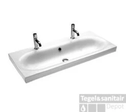 B&w-luxury Ego Wastafel 110.5x50 Cm. Met 2 Kraangaten En Overloop Wit