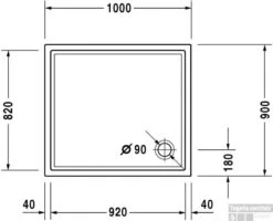Duravit Starck Slimline Douchebak 100 X 90 X 4 Cm. Antislip Wit -Sealkin Badkamermeubilair Winkel 64910