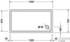 Duravit Starck Slimline Douchebak 140 X 75 X 4 Cm. Wit -Sealkin Badkamermeubilair Winkel 64916