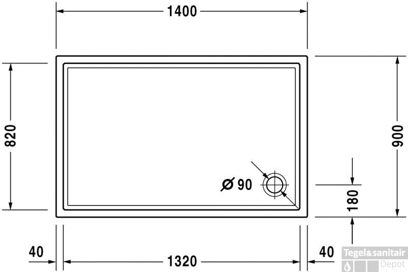 Duravit Starck Slimline Douchebak 140 X 90 X 4 Cm. Antislip Wit 4 Duravit Starck Slimline Douchebak 140 X 90 X 4 Cm. Antislip Wit - Afbeelding 2