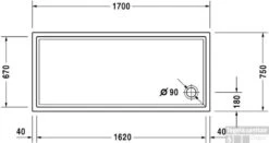 Duravit Starck Slimline Douchebak 170 X 75 X 4 Cm. Wit -Sealkin Badkamermeubilair Winkel 64924