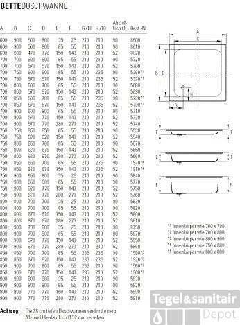Bette Extra Vlak Douchebak 150 X 150 X 6,5 Cm. Wit 4 Bette Extra Vlak Douchebak 150 X 150 X 6,5 Cm. Wit - Afbeelding 2
