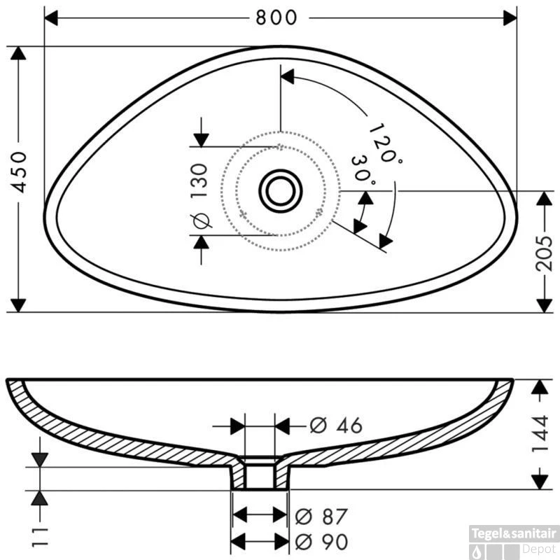 Axor Massaud Opzet Wastafel 80 Cm. Wit 4 Axor Massaud Opzet Wastafel 80 Cm. Wit - Afbeelding 2