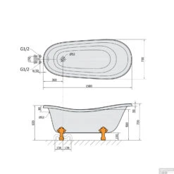 Vrijstaand Bad Sapho Retro 158x73x72 Cm Wit / Zwart Met Leeuwenpoten -Sealkin Badkamermeubilair Winkel 72971 vrijstaand bad sapho retro 158x73x72 cm wit zwart met leeuwenpoten 5