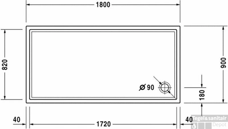 Duravit Starck Slimline Douchebak 180 X 90 X 2 Cm. Wit 4 Duravit Starck Slimline Douchebak 180 X 90 X 2 Cm. Wit - Afbeelding 2