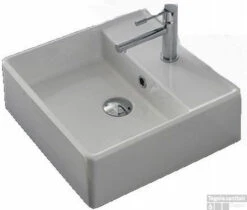 B&w-luxury Daring Wastafel 60x46 Cm. 1x Kraangat Met Overloop Wit