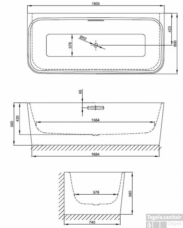 Bette Art I Bad 180 X 80 X 42 Cm. Wit 4 Bette Art I Bad 180 X 80 X 42 Cm. Wit - Afbeelding 2