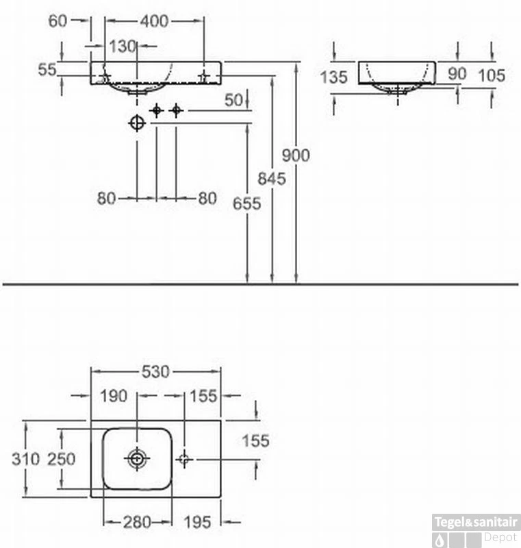 Geberit Xs Wastafel Links 53x31 Cm. Met Afleg Rechts Wit 4 Geberit Xs Wastafel Links 53x31 Cm. Met Afleg Rechts Wit - Afbeelding 2