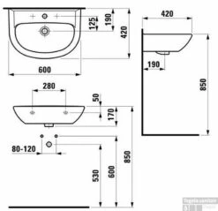 Laufen Pro B Wastafel 60x42 Cm. Wit 5 Laufen Pro B Wastafel 60x42 Cm. Wit -Sealkin Badkamermeubilair Winkel 78765