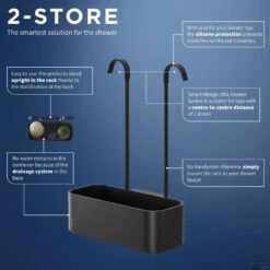 Ophangbaar Doucherek Tiger 2-Store Voor Douchekraan 25 Cm Zwart -Sealkin Badkamermeubilair Winkel 800376 sfeer 7