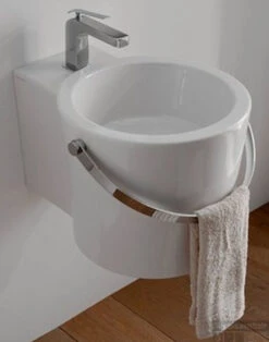 B&w-luxury Aspa Fontein Rond 30x40cm.m/kraangat M/handdoekbeugel Wit