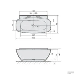 Vrijstaand Bad Sapho Nigra Gegoten Marmer 158x80x59 Cm Wit -Sealkin Badkamermeubilair Winkel 82511 vrijstaand bad sapho nigra marmer 158x80x59 cm wit 6