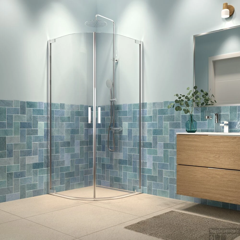 Douchecabine Sealskin Inc. Kwartrond Tweedelig 8 Mm Helder Veiligheidsglas Met Antikalklaag 90x90x200 Cm Zilver 6 Douchecabine Sealskin Inc. Kwartrond Tweedelig 8 Mm Helder Veiligheidsglas Met Antikalklaag 90x90x200 Cm Zilver - Afbeelding 4