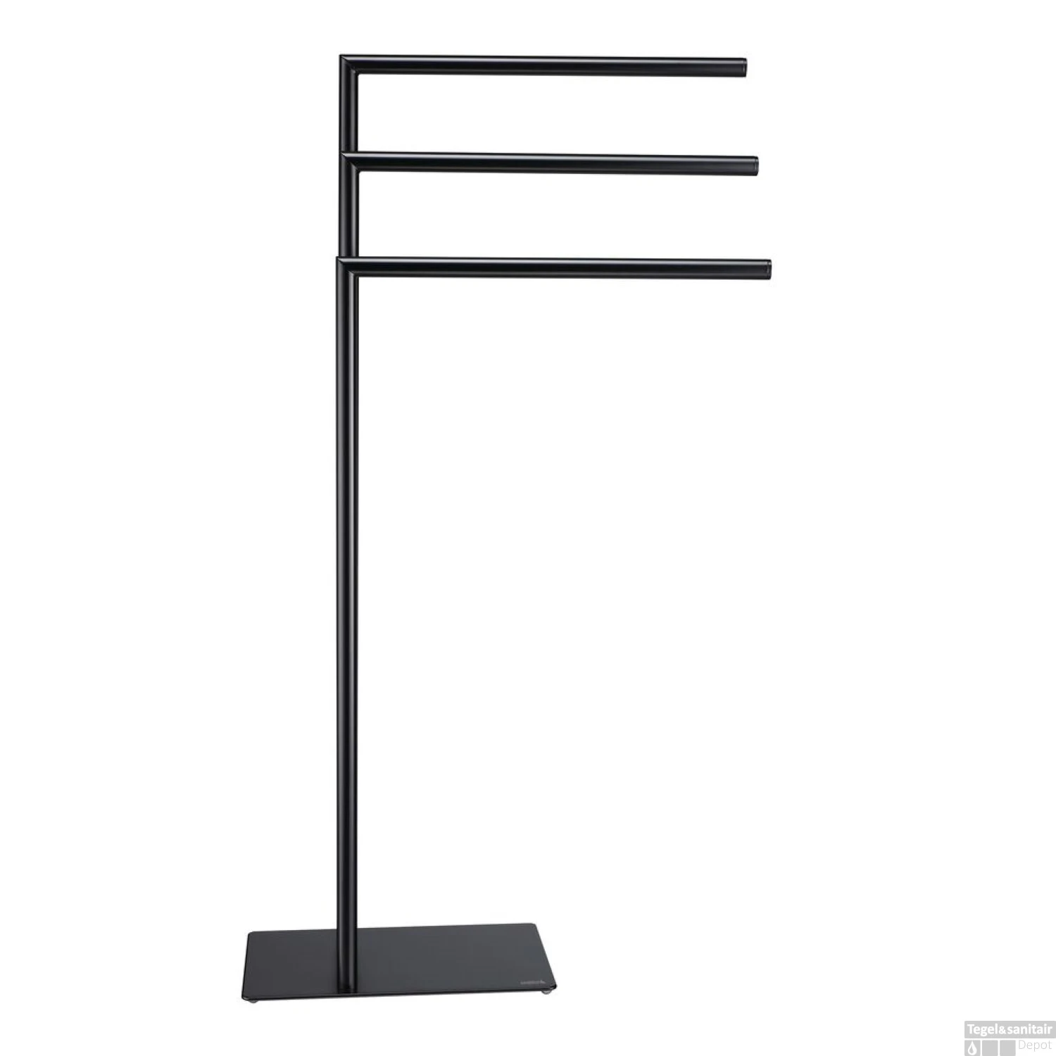 Handdoekrek Sealskin Tube 3-armig Vrijstaand Zwart 4 Handdoekrek Sealskin Tube 3-armig Vrijstaand Zwart - Afbeelding 2