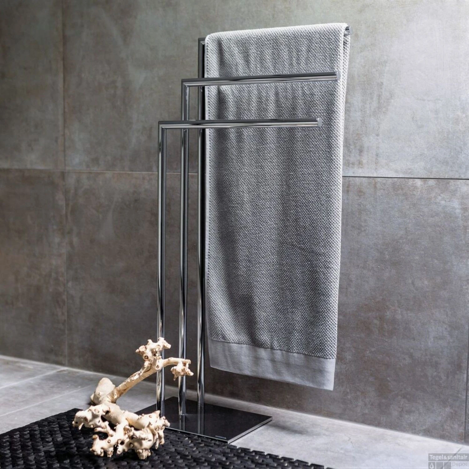 Handdoekrek Sealskin Tube 3-armig Vrijstaand Chroom 6 Handdoekrek Sealskin Tube 3-armig Vrijstaand Chroom - Afbeelding 4