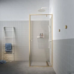 Draaideur Sealskin Contour Met Zijwand 90x90x200 Cm, 6 Mm Helder Veiligheidsglas Met Antikalklaag Geborsteld Goud