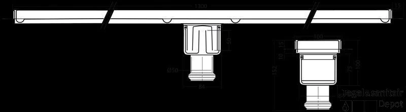 Berg Van Den Douchegoot 130 Cm. M/ Flens Onder Uitlaat 50 Mm. Rvs 4 Berg Van Den Douchegoot 130 Cm. M/ Flens Onder Uitlaat 50 Mm. Rvs - Afbeelding 2