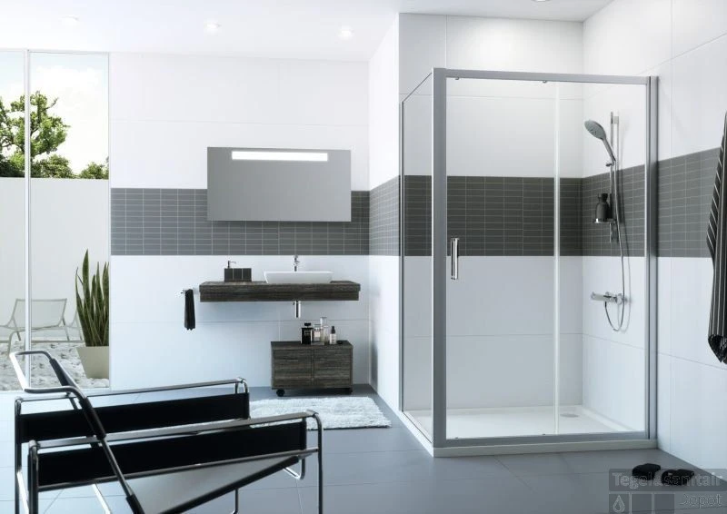 Huppe Classics 2 Schuifdeur 120 X 200 Cm. Met Segment Gl.zilver-antiplaque Glas 4 Huppe Classics 2 Schuifdeur 120 X 200 Cm. Met Segment Gl.zilver-antiplaque Glas - Afbeelding 2