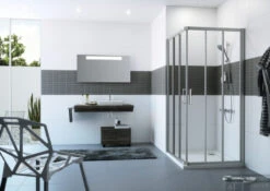 Huppe Classics 2 3-dlg. Hoekinstap 90/90x190 Cm. Matzilver-helder Glas -Sealkin Badkamermeubilair Winkel 88228