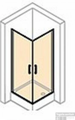 Huppe Classics 2 2-dlg. Hoekinstap 80/80x200 Cm. Gl.zilver-antiplaque Glas