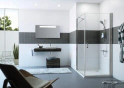 Huppe Classics 2 2-dlg. Hoekinstap 100/100x200 Cm. Matzilver-helder Glas -Sealkin Badkamermeubilair Winkel 88236 1