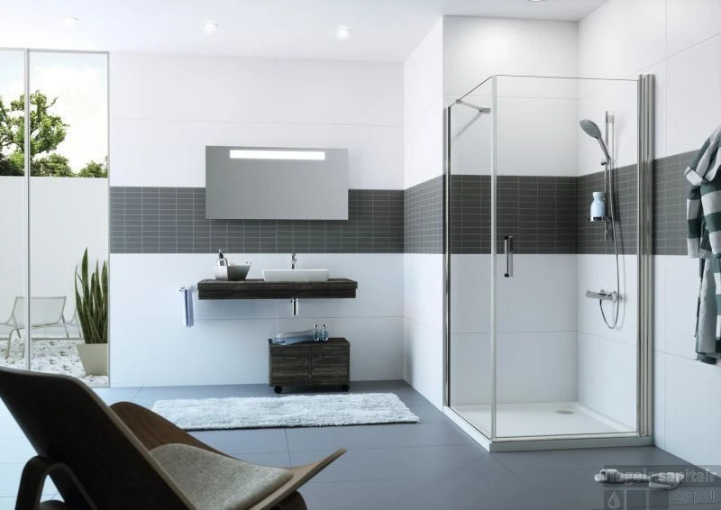 Huppe Classics 2 2-dlg. Hoekinstap 80/80x200 Cm. Gl.zilver-antiplaque Glas 4 Huppe Classics 2 2-dlg. Hoekinstap 80/80x200 Cm. Gl.zilver-antiplaque Glas - Afbeelding 2