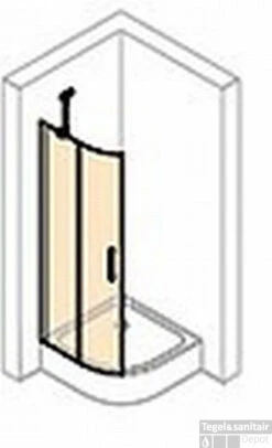 Huppe Classics 2 Kwartrond Helft 100x200 Cm. Met Segment R500 Gl.zilver-antiplaque Glas