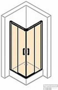 Huppe Classics 2 2-dlg. Hoekinstap Helft 120 X 200 Cm. Rechts Gl.zilver-antiplaque Glas