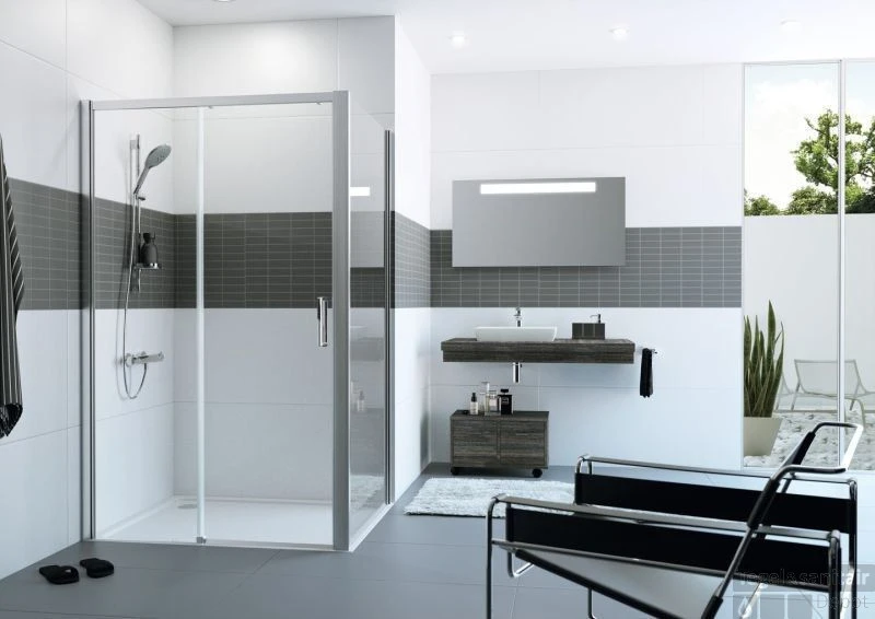 Huppe Classics 2 Easy Entry Schuifdeur 120 X 200 Cm. M/vast Segment Links Zilver Glans-helder Glas 4 Huppe Classics 2 Easy Entry Schuifdeur 120 X 200 Cm. M/vast Segment Links Zilver Glans-helder Glas - Afbeelding 2