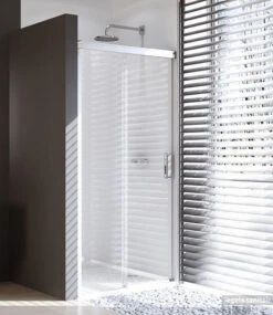 Huppe Design Pure Schuifdeur Links 140x200 Cm. Met Vast Paneel Chr.look/zilvermat-helder -Sealkin Badkamermeubilair Winkel 88572