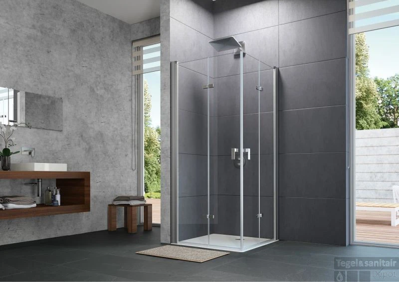 Huppe Design Pure 2-delige Vouwdeur Sft Rechts 80 X 190 Cm. Chroom Look-antiplaque Gl 4 Huppe Design Pure 2-delige Vouwdeur Sft Rechts 80 X 190 Cm. Chroom Look-antiplaque Gl - Afbeelding 2