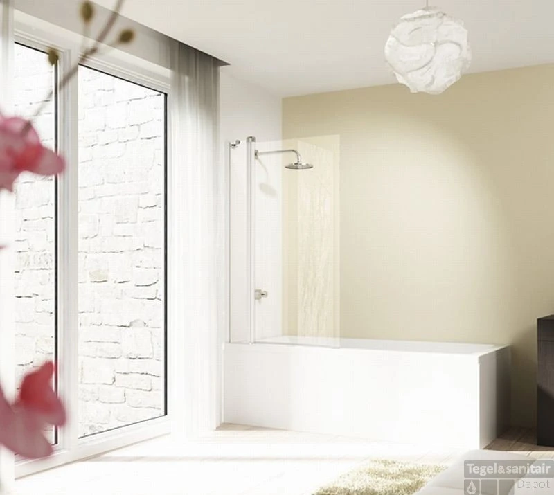 Huppe Design Pure 2-delige Badklapwand 95x150 Cm. Chroom Look-antiplaque Gl 4 Huppe Design Pure 2-delige Badklapwand 95x150 Cm. Chroom Look-antiplaque Gl - Afbeelding 2