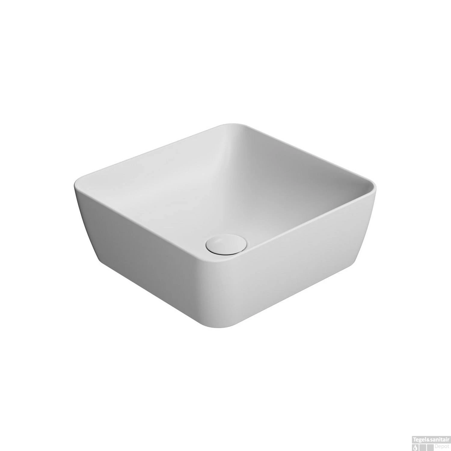 Waskom Sapho Sand Vierkant 38x14 Cm Keramiek Mat Wit