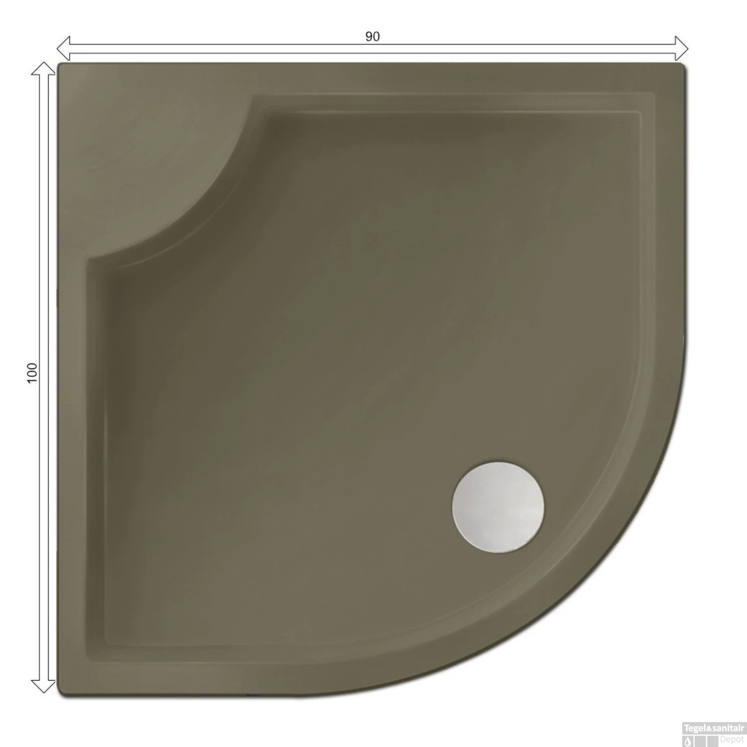 Kwartrond Douchebak Bounty 90 X 100 X 4 Cm Klei 4 Kwartrond Douchebak Bounty 90 X 100 X 4 Cm Klei - Afbeelding 2