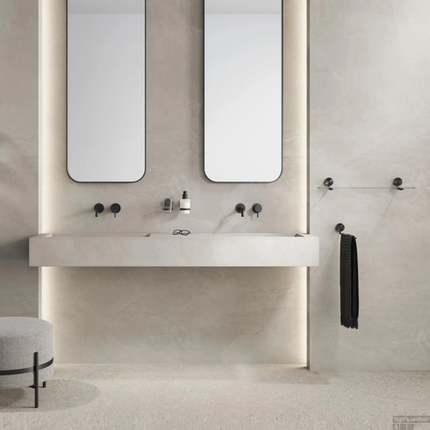 Planchet 60 Cm Geesa Opal Zwart Metaal Geborsteld 6 Planchet 60 Cm Geesa Opal Zwart Metaal Geborsteld - Afbeelding 4