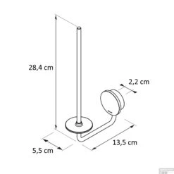 Reserverolhouder Geesa Opal Zwart Metaal Geborsteld -Sealkin Badkamermeubilair Winkel 917212 02 tekening 1