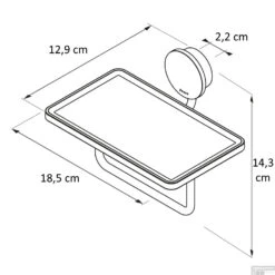 Toiletrolhouder Met Planchet Geesa Opal Zwart -Sealkin Badkamermeubilair Winkel 917224 05 tekening 1