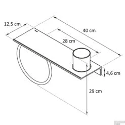 Planchet Met Glas En Handdoekring Geesa Leev 40 Cm RVS Zwart 11 Planchet Met Glas En Handdoekring Geesa Leev 40 Cm RVS Zwart -Sealkin Badkamermeubilair Winkel 918204 05 400 tekening