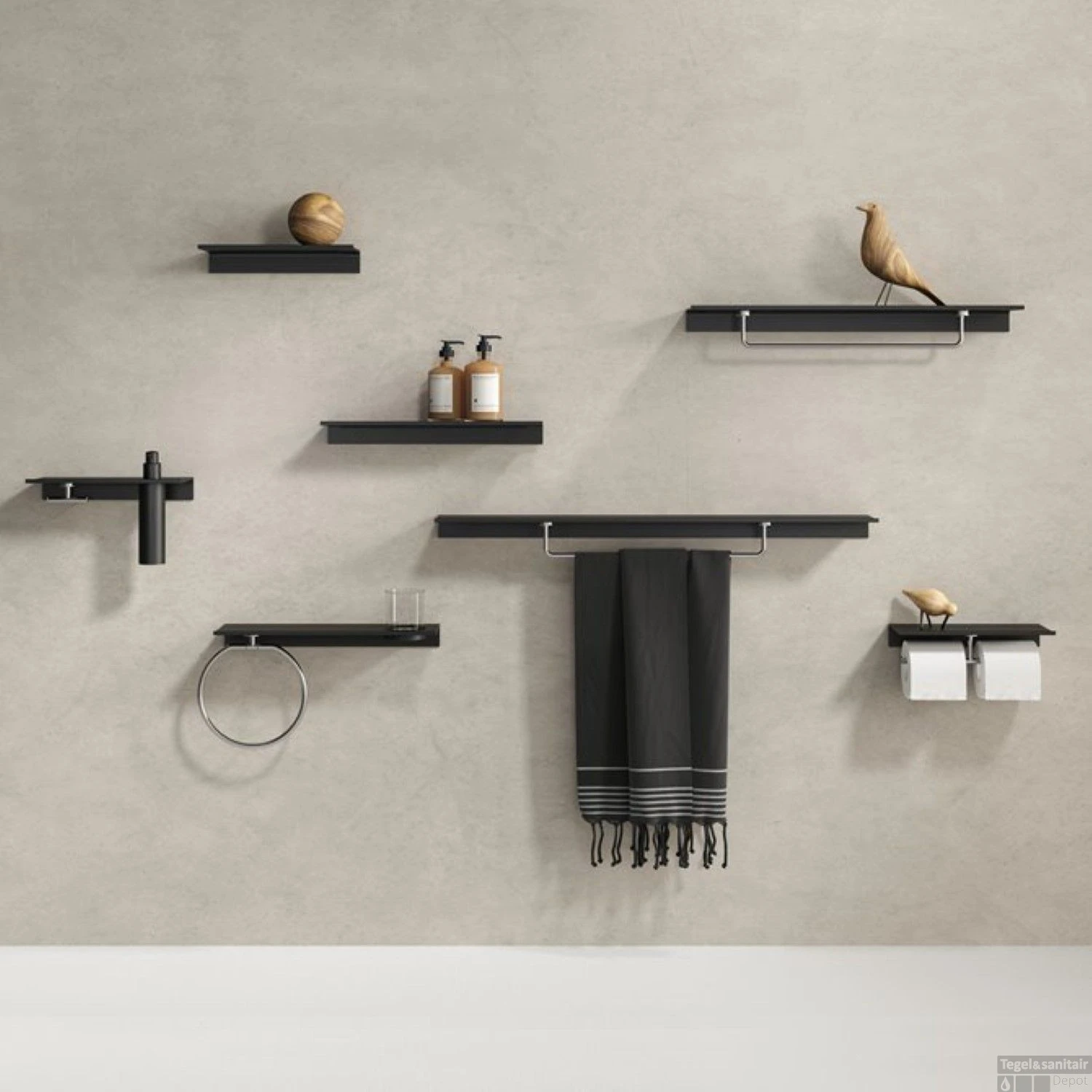 Planchet Met Toiletrolhouder Zonder Klep Dubbel Geesa Leev 28 Cm Zwart Chroom 6 Planchet Met Toiletrolhouder Zonder Klep Dubbel Geesa Leev 28 Cm Zwart Chroom - Afbeelding 4