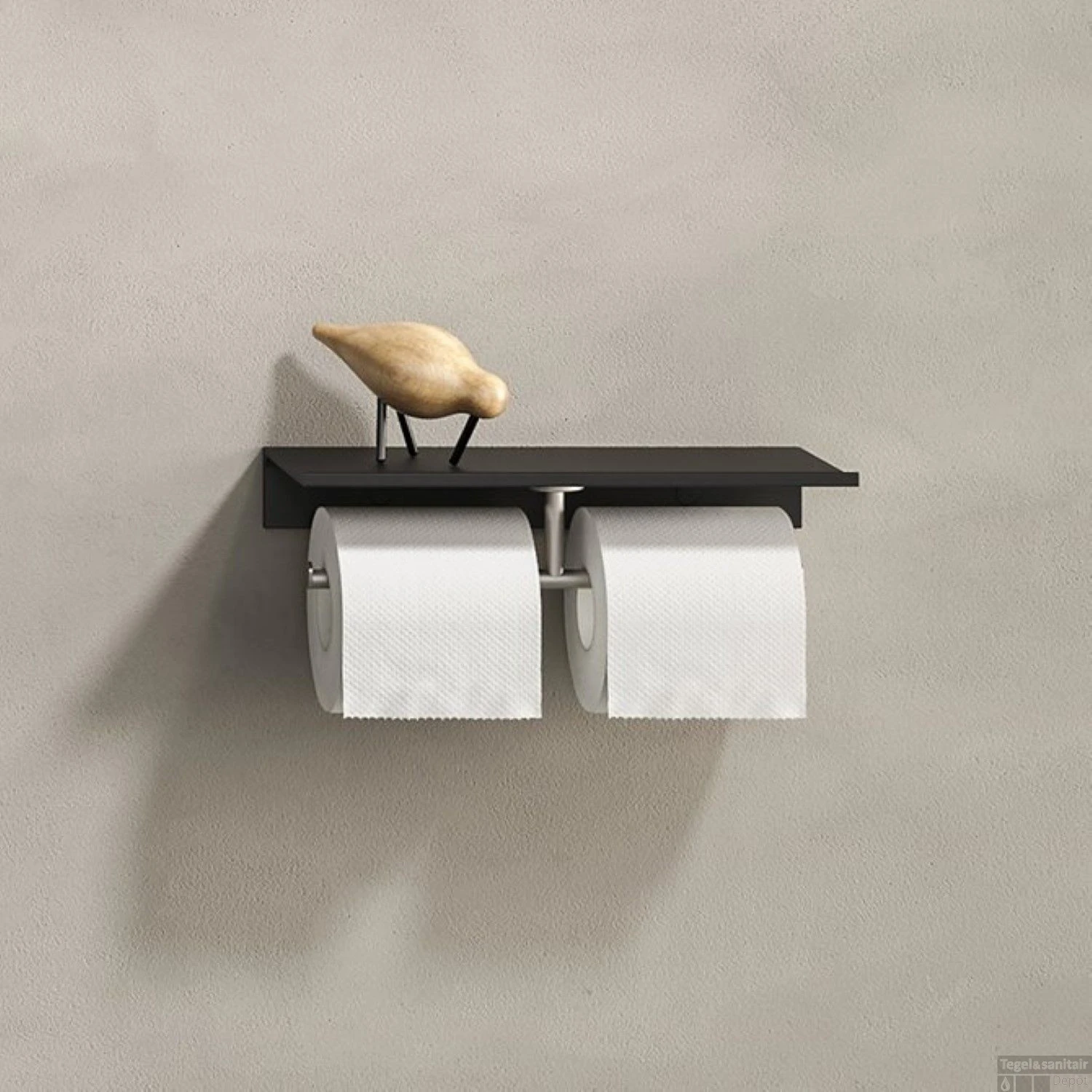 Planchet Met Toiletrolhouder Zonder Klep Dubbel Geesa Leev 28 Cm Geborsteld RVS Zwart 5 Planchet Met Toiletrolhouder Zonder Klep Dubbel Geesa Leev 28 Cm Geborsteld RVS Zwart - Afbeelding 3