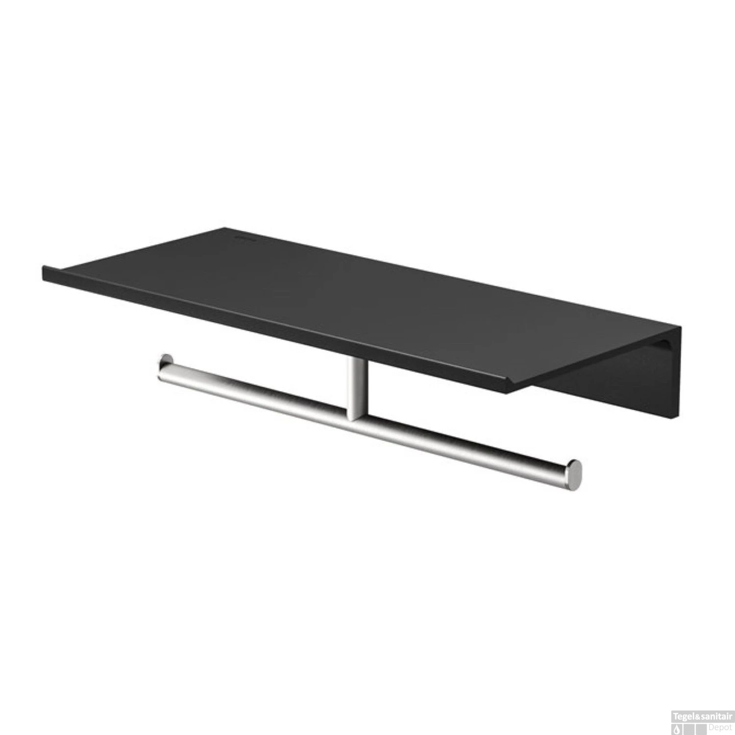 Planchet Met Toiletrolhouder Zonder Klep Dubbel Geesa Leev 28 Cm Geborsteld RVS Zwart 4 Planchet Met Toiletrolhouder Zonder Klep Dubbel Geesa Leev 28 Cm Geborsteld RVS Zwart - Afbeelding 2