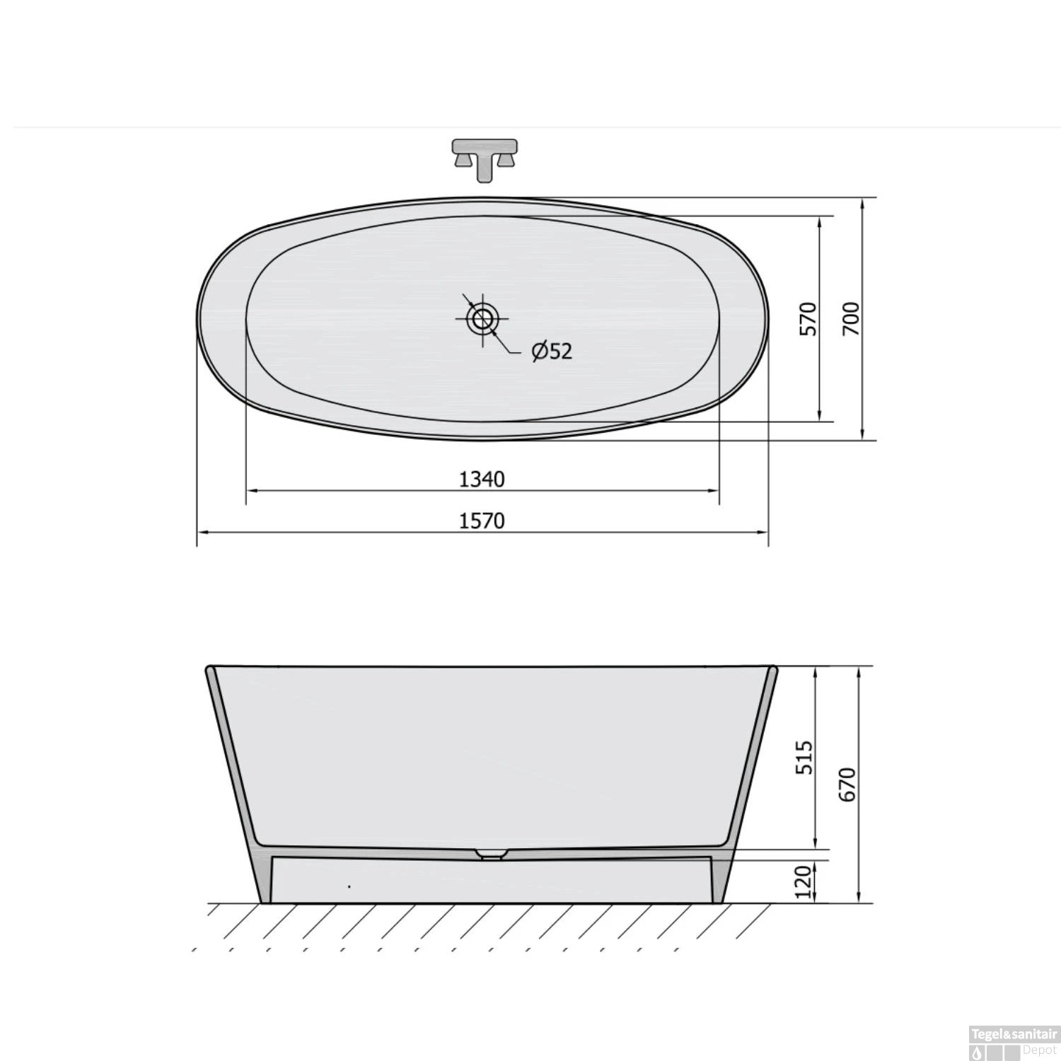 Vrijstaand Bad Sapho Tess Gegoten Marmer 157x70x67 Cm Wit 9 Vrijstaand Bad Sapho Tess Gegoten Marmer 157x70x67 Cm Wit - Afbeelding 7