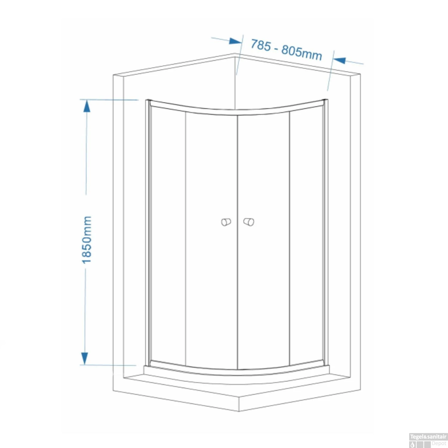 AKTIE Douchecabine Boss & Wessing Kwartrond 2 Schuifdeuren 80x80 Cm 4 Mm 4 AKTIE Douchecabine Boss & Wessing Kwartrond 2 Schuifdeuren 80x80 Cm 4 Mm - Afbeelding 2