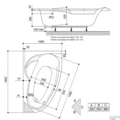 Hoekbad Allibert ZELI Rechte Hoek Asymmetrisch 175x110x53-55 Cm Wit Links -Sealkin Badkamermeubilair Winkel allibert hoekbad zeli rechte hoek asymmetrisch 175x110x53 55 cm wit links tec