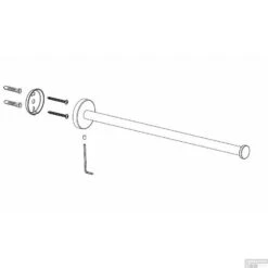 Handdoekrek Wiesbaden Alonzo 1-armig Geborsteld RVS -Sealkin Badkamermeubilair Winkel alonzo handdoekrek 1 armig technische tekening 2 3